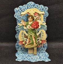 Antique 1910s Valentines Day Card Embossed Pop-up Diecut Germany 5.75