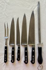 6PC Vtg SABATIER Thiers Issard Knife Set 10”-9”-Filet+ More Carbon Steel 4 Stars picture