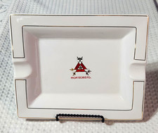 Montecristo White Porcelain Rectangular Cigar Ashtray Gold Trim, Vintage picture