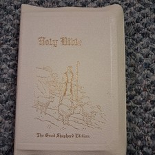Vintage 1946 Holy Bible The Good Shepherd Edition White Leather Made In The USA picture