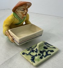 Vintage 1945-1952 Japanese Ceramic Figurine Man With Hat , 4.5” tall. picture