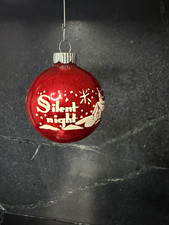 Shiny Brite Red/White Glass Silent Night Church Round Ornament USA Vintage picture