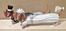 VTG Westland Hot Diggity Dog Dachshund Wedding Bride & Groom Figurine Set 7 Inch picture