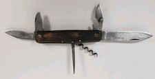 Vintage Pradel Folding Multi-Tool Pocket Knife 6-Function Horn Handle France picture