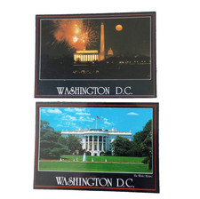 Vintage Washington DC Postcard Lot of 2 Black Border White House Fireworks picture