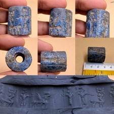 Ancient Lapis Lazuli Greek-old  Near eastern Intaglio Seal Bead picture