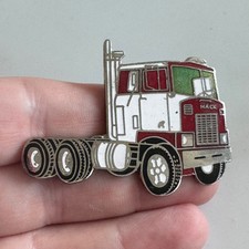 Vintage Mack F700 Cabover Semi Truck Logo Enamel Lapel Pin Red White Trucking picture