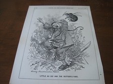 1894 Original POLITICAL CARTOON - JAPANESE BUMBLEBEE BEE attack CHINESE BOY War picture