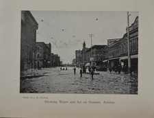 Antique Downtown Saginaw Michigan Great Flood of 1903 Art Print Photo History picture