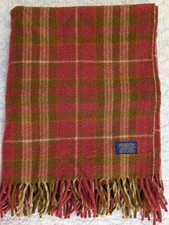 Vtg Pendleton Wool Blanket Throw Plaid Fringe 1960s Blue Label USA Made 61 x 52 picture