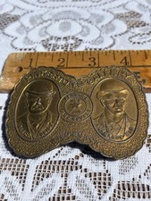 Vintage 1970s Brass Belt Buckle Pinkertons Gallery Butch Cassidy Sundance Kid picture
