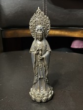 2010 Veronese Top Collection Meditating Guan Yin Statue Lotus Pedestal Bronze picture