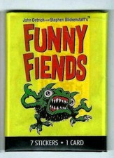 2019 FUNNY FIENDS TRADING CARD RETRO YELLOW  WAX  PACK ALA- UGLY STICKERS SIDEK picture