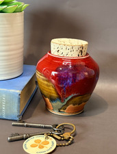 handmade, artist-signed studio pottery jar with cork stopper picture
