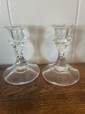 24% Full Lead Crystal Clear Candle Holder (X2) 4” Tall, USA picture