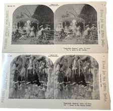Vintage Stereo View Card Lot 2 Eight Little Maidens Victorian 1978 Reprint picture