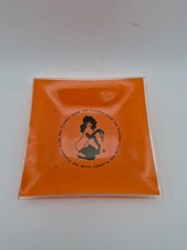 Vintage 1960s Playboy Club Orange Glass Ashtray Key Girl MCM Barware picture