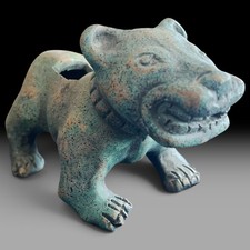 Vintage Mexican Pottery Colima Jaguar Figure Pre-Columbian Style 8.5” picture