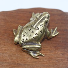 Solid Brass Frog Figurine Office Decoration Animal Statue Frog Statuette picture
