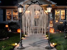7 Ft Light-Up Cemetery Archway Halloween Yard Prop Decoration Bats Haunted House picture