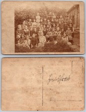School Children Group Portrait Rural Building Postcard picture