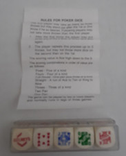 VTG Gilbey's Whiskey Set of 5 - 6 Sided Poker Dice Game Pieces Rules - Case picture