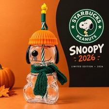 New Starbucks x Peanuts Snoopy Limited Edition Glass Cup  Authentic 2026 picture