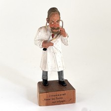 VTG 1950s Jaschke Pretzl Carved Wood Doctor OBGYN Figure Germany 5.5” picture