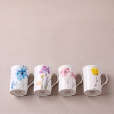 4 Stechcol Gracie Bone China by Coastline Imports Floral Mugs Blue Pink Yellow picture