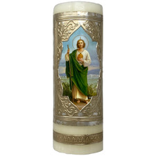 San Judas Tadeo Cirio Pascual Repujado 7 Inch Finely Made Cera de Abejas New picture