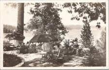 RPPC Arrowhead Lake California Restaurant Patio on Shoreline 1937 picture