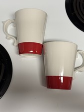 Starbucks Baroque Red Dip Wht Mugs 2. 16 oz Ea New w/tags picture