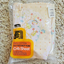 Vtg Montgomery Ward Cotton Fitted Crib Sheet NEW Cottage Animals Frank Nelson picture