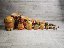 Vintage Russian Soviet Political Leaders Nesting Dolls Matryoshka Made In USSR picture