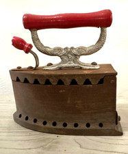 Philimco Antique Cast Iron Charcoal Iron Red Wooden Handle & Fish Scale Design picture