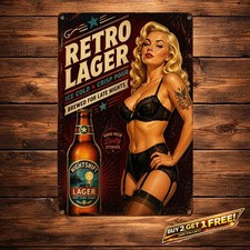 Retro Style Pinup Girl Metal Sign Garage Man Cave Decor 8x12 picture