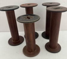 Lot of 5 Antique Wooden Industrial Textile Bobbins/Spools - 6-1/2