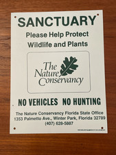 The Nature Conservancy Florida Chapter vintage Sanctuary sign 1980's old logo picture