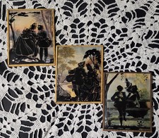 VTG Reverse Painted Silhouette Bubble Glass Victorian Courting Couple Lot of 3  picture