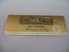 1999 Chateau Souverain Viognier Wine Label Alexander Valley Estate Bottled CA picture
