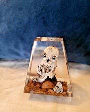 VTG acrylic lucite pyramid carved snowy owl paperweight figurine Unique Canada picture