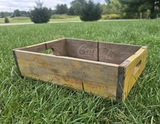 1950 Vintage Mid-century Yellow Wooden Coca-Cola Soda Pop Crate Best Offer  picture