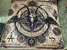 Baphomet Pentagram Tarot Mat Polyester Tablclth Altar Wall hang or frame 29x29in picture