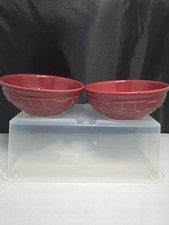 Longaberger Pottery Woven Traditions Paprika Soup Cereal Bowls Set of 2 picture