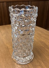 Rare Vintage Fostoria American Pattern Large 10” Straight Cylinder Heavy Vase picture