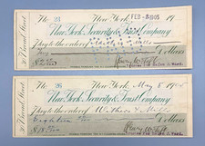 Vintage 1905 Henry W Taft Signed Checks Lot of 2 New York Security & Trust Co picture