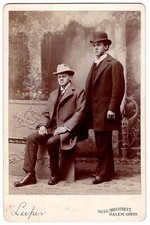 TWO DAPPER MEN IN HATS : SALEM, OHIO : PRICE FIXER PHOTOGRAPHER : CABINET CARD picture