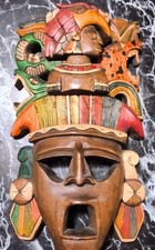 hand-carved Mexican folk art mask inspired by Mayan and Aztec pre-Hispanic... picture