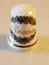 Vintage Roma Rome Thimble Porcelain Sewing Flowers box1 picture
