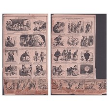 Antique German Satirical Broadside Illustrirte Rückblicke Woodcut Print 1867 picture